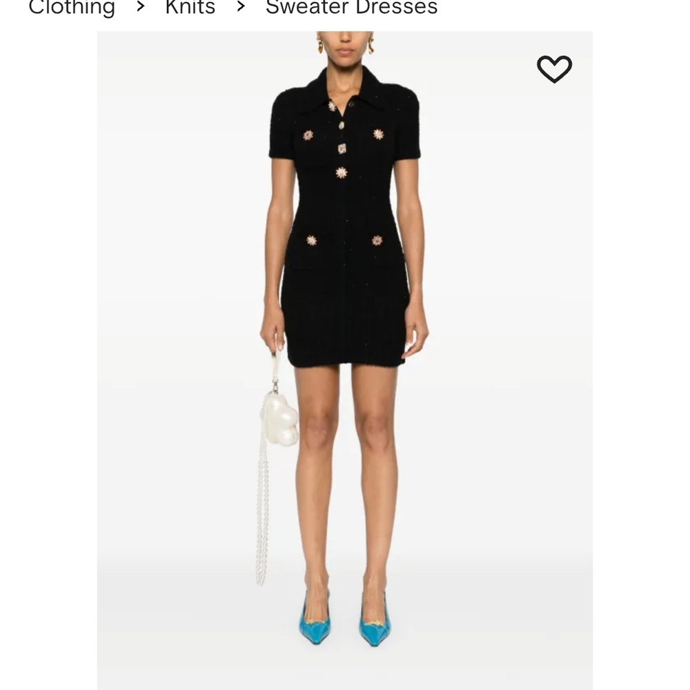 NEW Self-Portrait jewel-buttons knitted mini dress